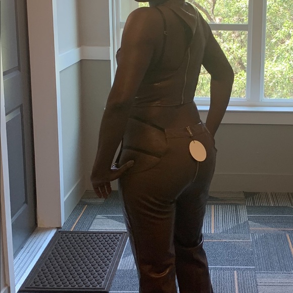 2 pc Faux Leather “Foxy” Brown Pants Set - Picture 5 of 5